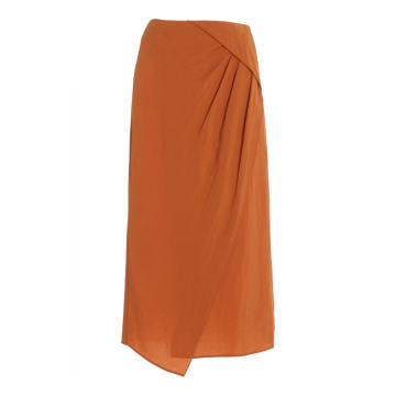 Draped Jersey Midi Skirt