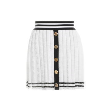 Pleated Monogrammed Jacquard Skirt