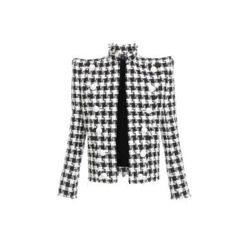 Gingham Tweed Cotton-Blend Jacket