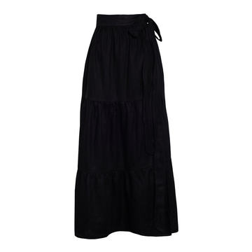 Cavaretta Tiered Linen Midi Skirt