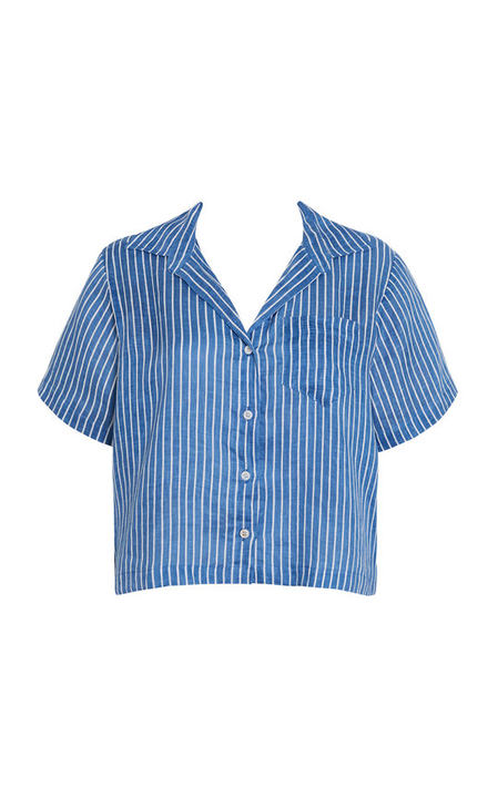 Deryn Antico Striped Linen Button-Down Shirt展示图