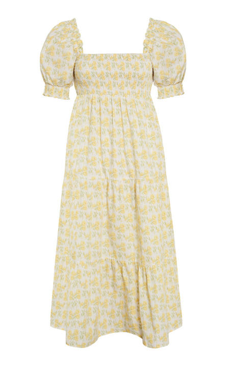 Luisa Dahlee Floral Print Cotton Poplin Midi Dress展示图