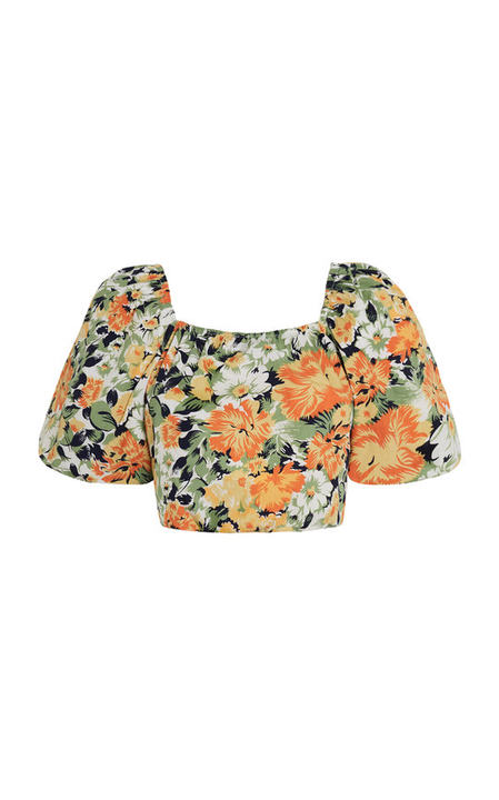 Pontina Pilotta Floral-Print Cotton Poplin Top展示图