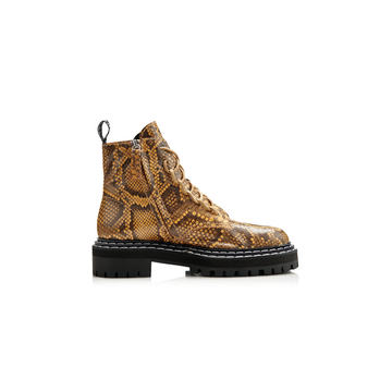 Snake-Effect Leather Combat Boots