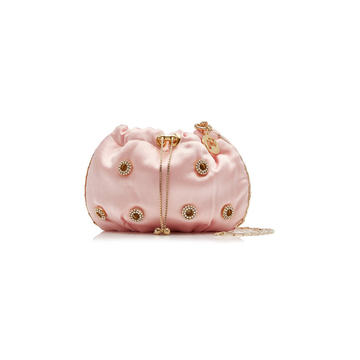 Mini Edith Crystal-Embellished Satin Drawstring Bag