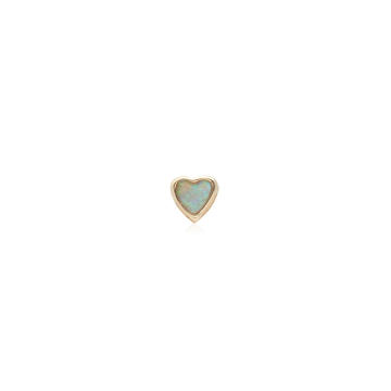 Heart 14K Yellow Gold Opal Single Earring