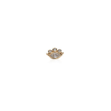 Decorative Eye 14K Yellow Gold Diamond Single Earring