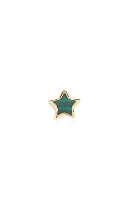 Star 14K Yellow Gold Malachite Single Earring展示图
