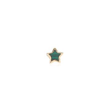 Star 14K Yellow Gold Malachite Single Earring