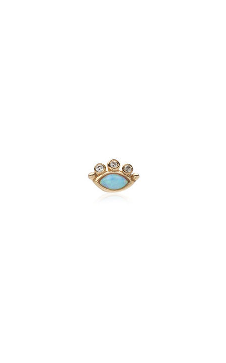 Decorative Eye 14K Yellow Gold Opal, Diamond Single Earring展示图