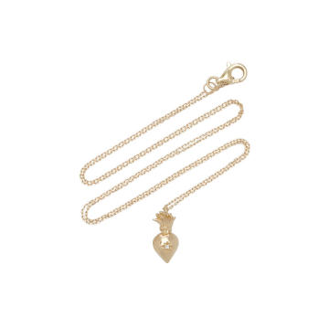 Sacred Heart 14K Yellow Gold Diamond Necklace