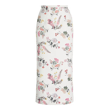 Lorinda Floral-Printed Taffeta Faile Midi Skirt