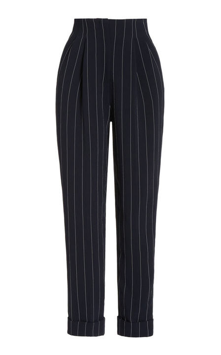 Gus Pin-Striped Crepe Straight-Leg Pants展示图