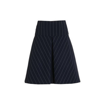 Tia Pin-Striped Crepe A-Line Skirt