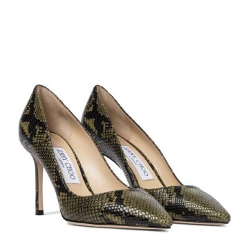Romy 85 snake-effect leather pumps