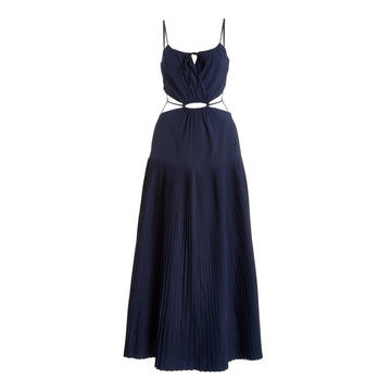 Rem Pleated Cutout Poplin Maxi Dress