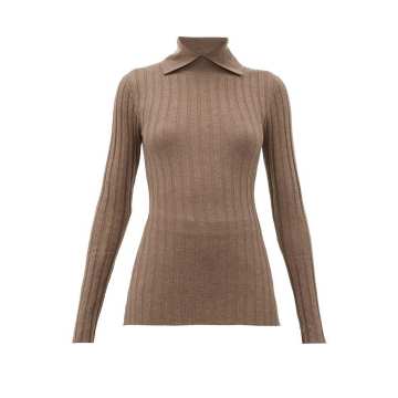Aviles point-collar ribbed wool-blend sweater