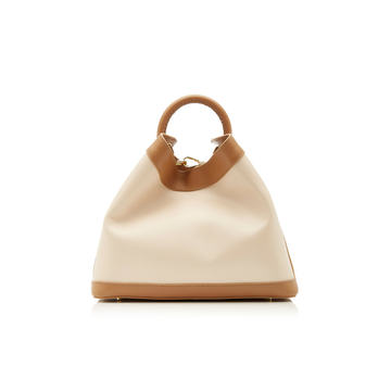 Raisin Two-Tone Leather Top Handle Bag