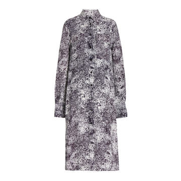 Collared Printed Crepe Shirt Dress