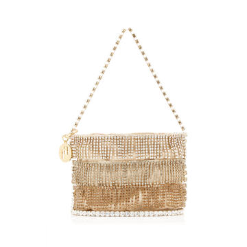 Ginger Mini Crystal-Fringed Brass Bag