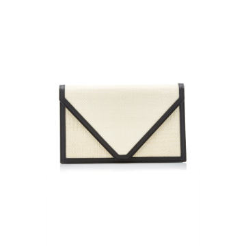 The Envelope Leather-Trimmed Fique Clutch