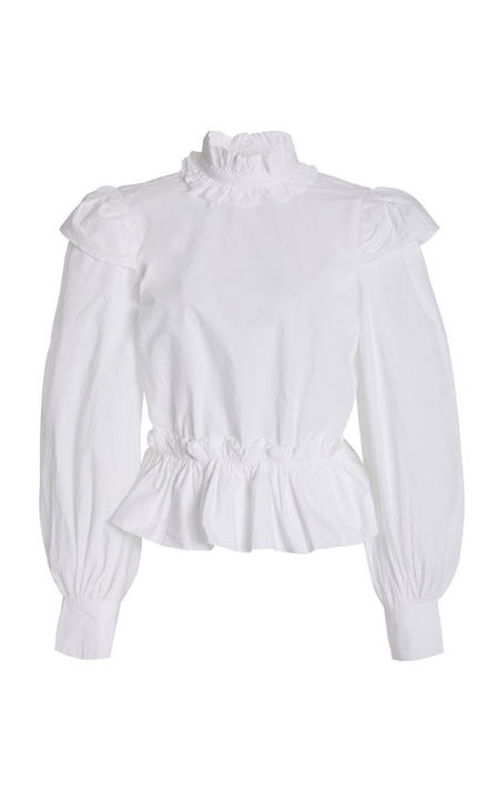 Ruffled Organic Cotton Poplin Crop Top展示图