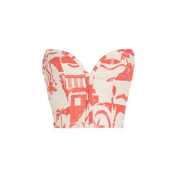 Rilynn Printed Woven-Hemp Strapless Top