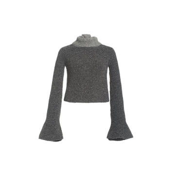 Two-Tone Ribbed-Knit Scarf Sweater