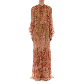 Flower Print Creponne L/S Gown