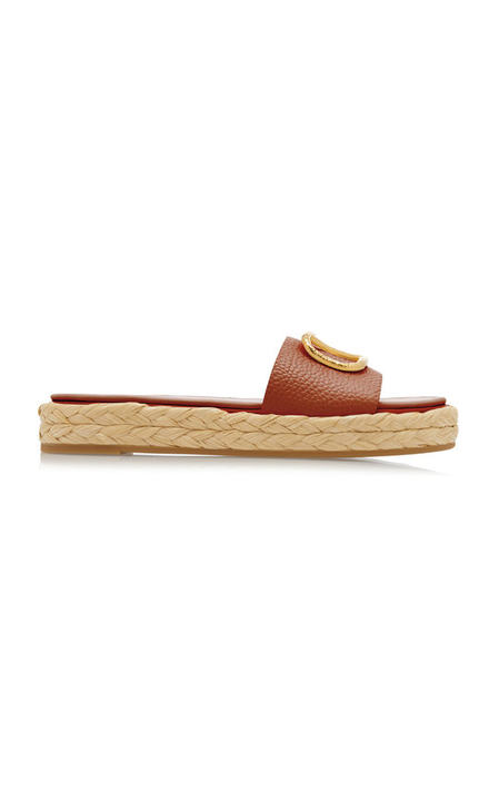 Valentino Garavani Leather Espadrille Slides展示图