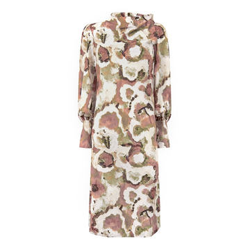 Ando Printed Crepe-De-Chine Midi Dress