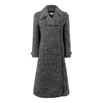 Neutral Belted Double-Breasted M��lange-Knit Coat