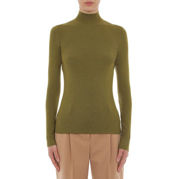 Extra Fine Merino Wool Ribbed Turtleneck Top