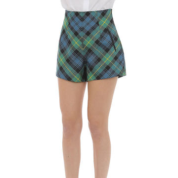 Wool Tartan Mini Shorts