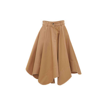 Asymmetric Cotton Twill Midi Skirt