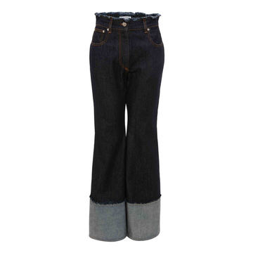 Frayed Rigid High-Rise Flared-Leg Jeans