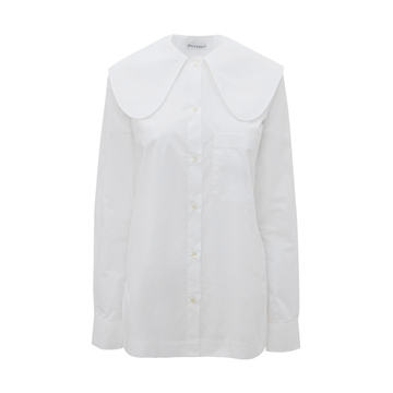 Oversized-Collar Cotton Poplin Shirt