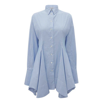 Draped Striped Cotton Poplin Shirt