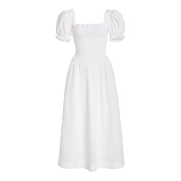 Belle Ruffled Pleated Linen Dress