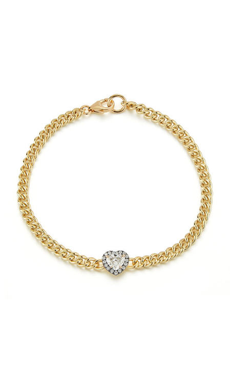 18K Yellow Gold Toujours Mon Amour Solitaire Diamond Heart Bracelet展示图