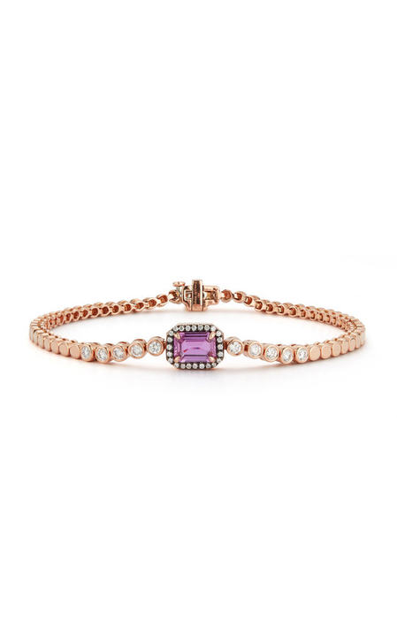 18K Rose Gold Prive Luxe Pink Sapphire & Diamond Tennis Bracelet展示图