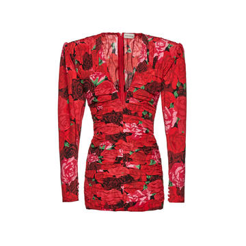 Floral-Printed Silk Mini Dress