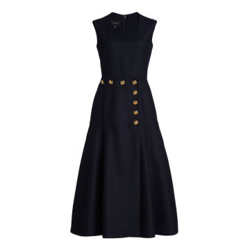 Button-Detailed Flannel Dress