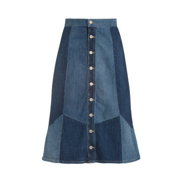 Madeline Patchwork Cotton-Blend Denim Skirt