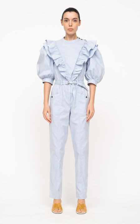 Maura Acid-Wash Denim Jumpsuit展示图