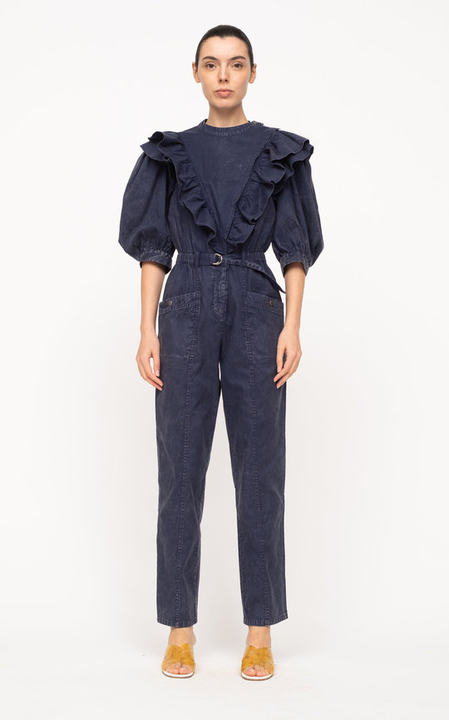 Maura Acid-Wash Denim Jumpsuit展示图