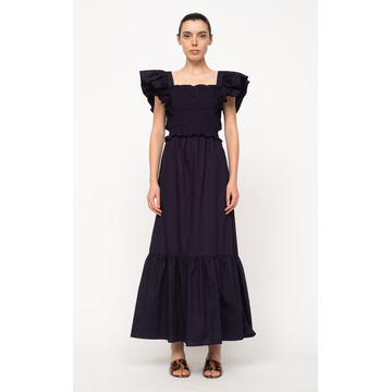 Gladys Hand-Smocked Cotton Midi Dress