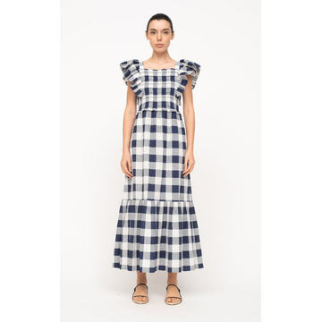 Morgan Plaid Smocked Cotton Dress