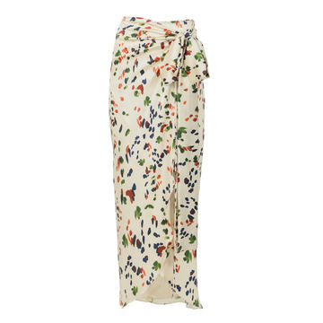 Bonnan Watercolor-Patterned Silk Skirt