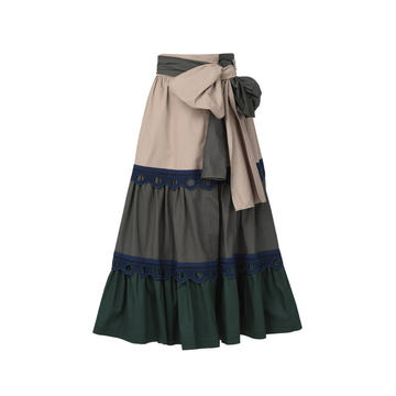 Michaela Color-Blocked Cotton Skirt